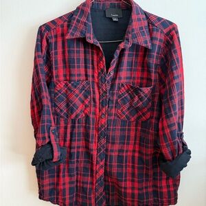 Lumiere Red and Black Plaid Shirt